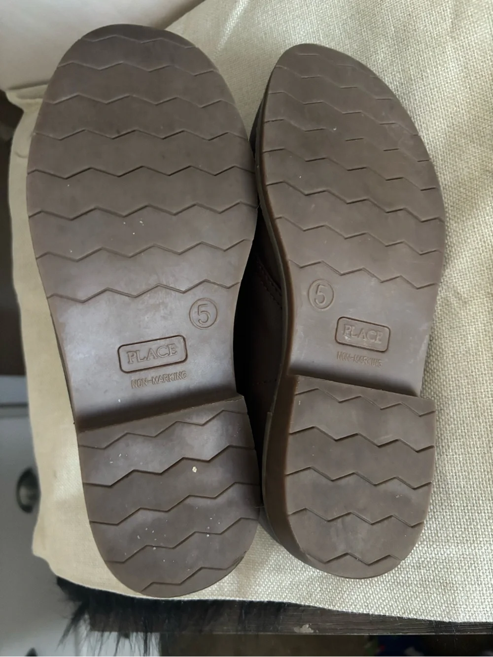 GUC The Childrens Place Kids Brown Lace-Up Ankle Boots, Size 5